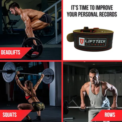 Miniatura 4 de Lift Tech Fitness Cinturón de levantamiento de pesas de 4 pulgadas, cinturón de entrenamiento de cuero para hombres y mujeres, cinturón de gimnasio