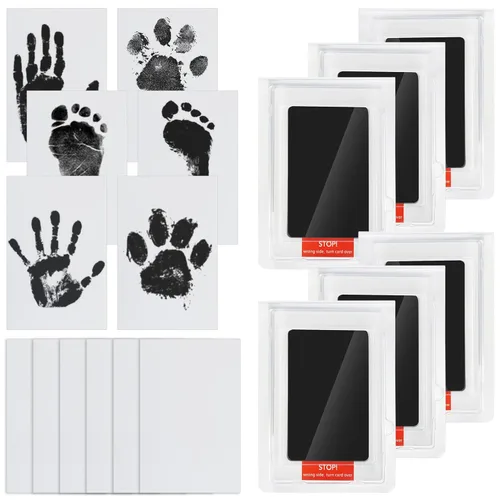 Jazb Paquete de 6 kits de huellas y manos sin tinta para bebés recién nacidos, kit de huellas de huellas de tinta para perros, kit de impresión de