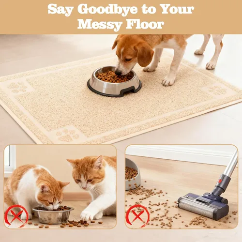 Miniatura 5 de Darkyazi Tapete de alimentación para mascotas grande para perros y gatos, 24 x 36 pulgadas, flexible y fácil de limpiar, lo mejor para tapete