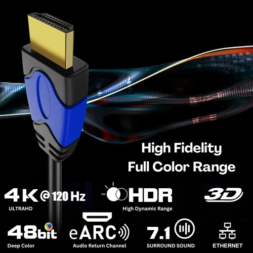 Miniatura 4 de TNP - Cable HDMI 4K en ángulo recto de 270 grados (10 pies), cable HDMI de alta velocidad de 18 GBPs 4K 60Hz HDR 2K 2160p 1080p 1440p 3D ARC/eARC