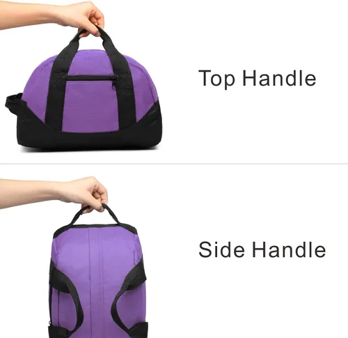 Miniatura 3 de AirBuyW Mini bolsa de lona de 12 pulgadas, pequeña bolsa deportiva de viaje, bolsa de gimnasio de fin de semana para hombres y mujeres, Púrpura