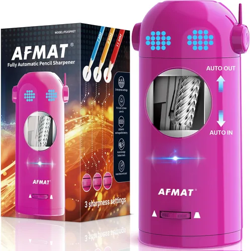 Miniatura 9 de AFMAT - Sacapuntas eléctrico para lápices de colores, sacapuntas completamente automáticos para lápices de 7-11.5 mm, sacapuntas de robot para Azul