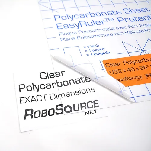 Miniatura 3 de Lámina de plástico transparente de policarbonato de 12" x 12" x 0.030" (1/32") exacta con película EasyRuler, resistente a roturas, más fácil