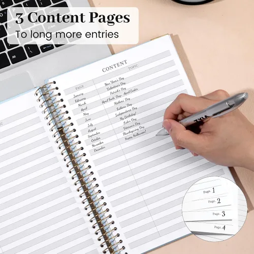 Miniatura 2 de Yoment Cuaderno de espiral B5 con bolsillos para carpeta, 200 páginas de tapa dura, diario de rayas universitarias, papel grueso de 3.53 oz/m²