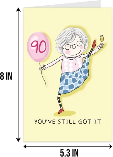 Miniatura 2 de Qiliji Divertida tarjeta de cumpleaños 90 para mujer, tarjeta de cumpleaños de 90 años para ella, tarjeta de felicitación de feliz cumpleaños