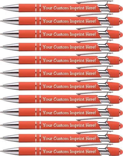 ExpressDesigns™ - Bolígrafos personalizados premium con lápiz óptico | Ráfaga de color | Bolígrafos personalizados con nombre impreso de metal suave