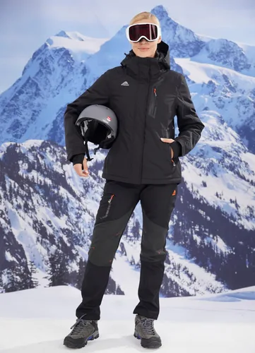 Miniatura 2 de Athrock Pantalones de senderismo impermeables con forro polar para mujer, con 4 bolsillos con cremallera