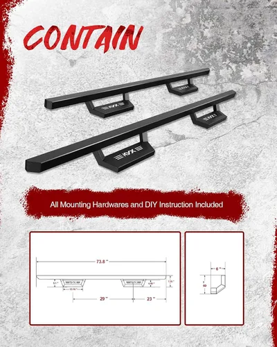 Miniatura 3 de KYX - Estribos y escalones Nerf para Dodge Ram 1500 Quad Cab 2009 - 2018, un par de estribos laterales Nerf de 6 pulgadas para puerta de automóvil