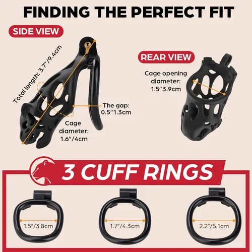 Miniatura 2 de Jaula de castidad, dispositivo de castidad masculina invisible ligero con 3 anillos activos, jaula grande para pene impresa en 3D, juguetes sexuales