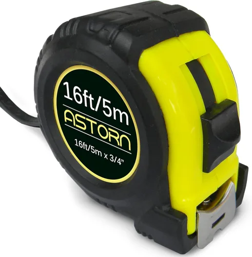 Cinta métrica métrica retráctil de 16 pies 5M con escala de centímetro de doble pulgada, funda de goma absorbente de golpes, bloqueo de pulgar, clip