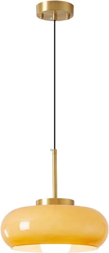 Brikey Lámpara colgante de cristal naranja de 11 pulgadas, enchufe dorado con lámpara colgante de cristal, lámpara colgante LED para isla (naranja)