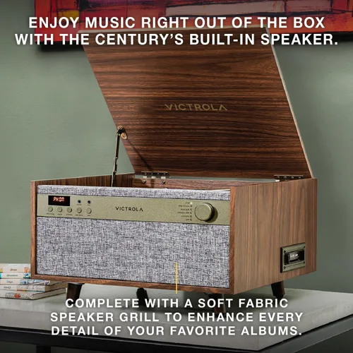 Miniatura 6 de Victrola Century 6-en-1 Reproductor de discos de vinilo y centro de música – Tocadiscos de 3 velocidades, reproductor de CD y cassette, VINYLSTREAM