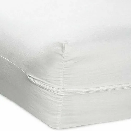 Miniatura 5 de Protector de colchón de vinilo tamaño Queen con cremallera, 100% impermeable, evita manchas y derrames, color blanco