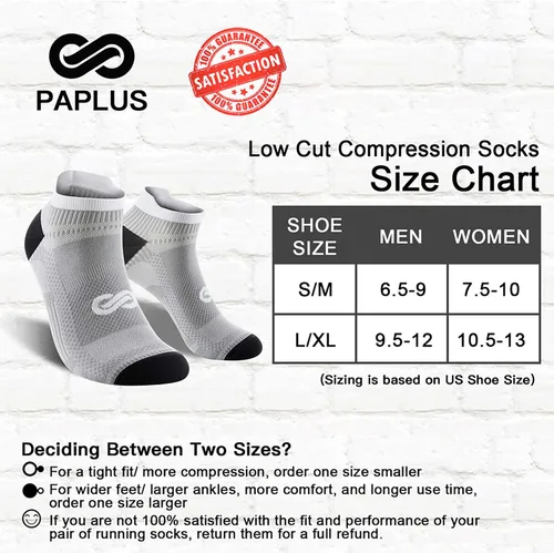 Miniatura 2 de PAPLUS Ankle Compression Sock for Men and Women 246 Pairs Low Cut Compression Running Sock with Ankle Support