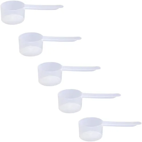 Miniatura 9 de Conjunto de 5 cucharas medidoras de plástico, 6 cucharadas (90 cc 3/8 taza 3 oz. 90 mL) con mango largo para polvos, gránulos, café, comida