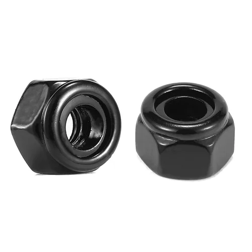 Miniatura 10 de Tuercas hexagonales de nailon 1/2-13, 50 tuercas de seguridad de acero inoxidable 304, accionamiento hexagonal, acabado brillante, óxido negro por