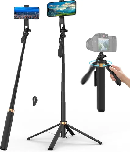 Miniatura 9 de Palo de Selfie de 40" con Luz y Control Remoto Inalámbrico, Soporte de Trípode Portátil para Teléfono para iPhone y Android, Palo de Selfie Ligero