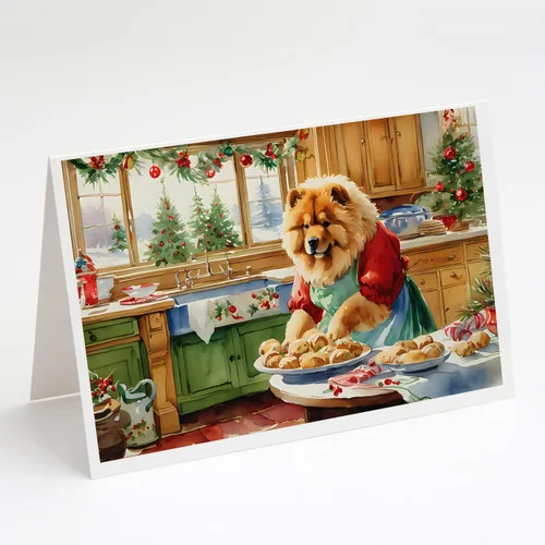Miniatura 169 de Caroline's Treasures DAC3884GCA7P Paquete de 8 tarjetas en blanco de Navidad con galletas de husky siberiano Tarjetas de felicitación con sobres