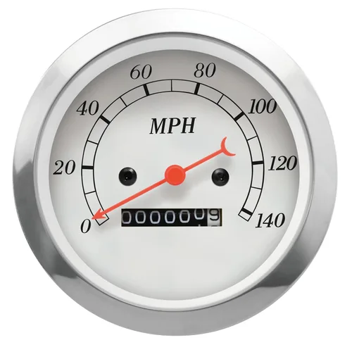 Miniatura 8 de MOTOR METER RACING Serie Clásica 85mm 3-3/8" Velocímetro Mecánico Analógico Odómetro 0-225 km/h Dial Blanco Aguja Negra Iluminación de Bombilla