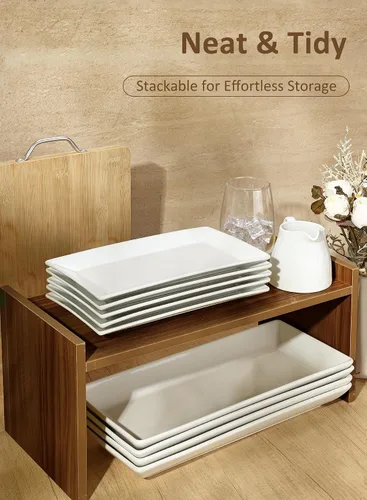 Miniatura 7 de Platos rectangulares de porcelana, platos rectangulares de 9.75 pulgadas para sushi, aperitivos, pasteles, carne y aperitivos, juego de 4, elegante