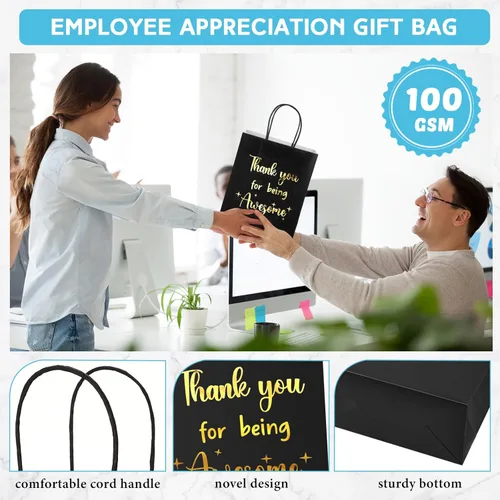Miniatura 3 de Ctosree 20 bolsas de papel de regalo de agradecimiento para empleados, compañeros de trabajo, colega de trabajo con asas para colega