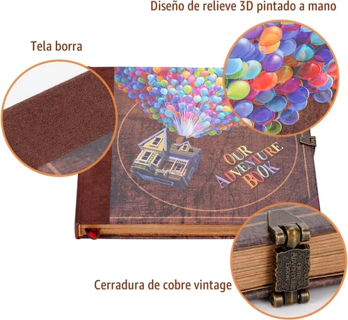 Miniatura 4 de JIMBON Nuestro álbum de fotos de libro de aventuras, estilo retro, tapa de letras en relieve, diario de viaje, kit de libro de recortes