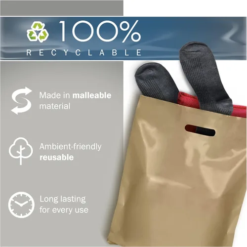 Miniatura 6 de PPB - Bolsas de plástico doradas de 12 x 15 pulgadas, acabado brillante, tamaño mediano al por menor, paquete de 100 unidades, 2 mil de grosor