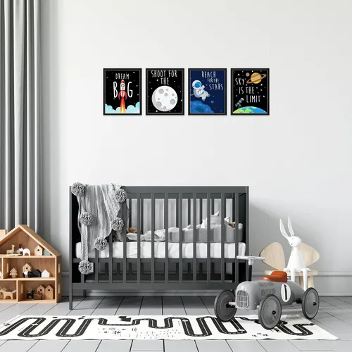 Miniatura 2 de TnT Prints Arte de pared espacial para niños, carteles del sistema solar para niños, carteles para habitación de niños o niñas, juego de 4 sin marco