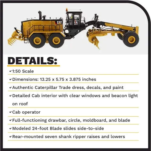 Miniatura 4 de Diecast Masters Motoniveladora Caterpillar 24 - Serie High Line Escala 1/50