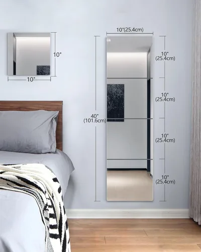 Miniatura 2 de Espejo pequeño adhesivo para decoración de pared, espejos adhesivos de seguridad de plástico sin vidrio para niños pequeños, paquete de 4 azulejos