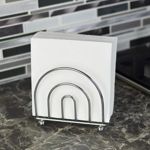 Miniatura 4 de Servilletas de papel dispensador de pañuelos para encimeras de cocina, mesa de comedor, mesa de picnic, uso interior y exterior, acabado cromado