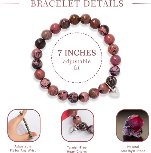 Miniatura 3 de Regalos para mujeres, pulsera curativa de piedra natural, regalos inspiradores para mujeres, adolescentes y niñas