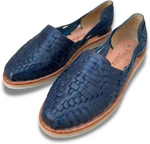 Miniatura 9 de Mexico en la Piel Sandalias Huarache de cuero. Zapatos planos cómodos para mujer.
