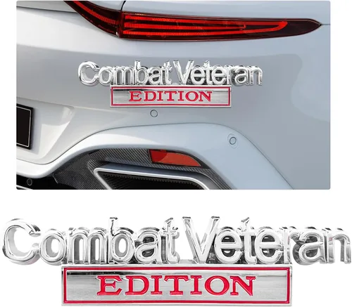 Miniatura 10 de Ziciner Emblema Edición Veterano de Combate, Insignia de Metal 3D Elevado para Guardabarros de Coche con Adhesivo Fuerte, Pegatina Universal