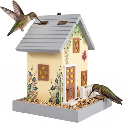 MEWANG Comedero colgante para pájaros al aire libre, casa decorativa de madera para pájaros sin cámara para colibríes, cardenales y pájaros azules