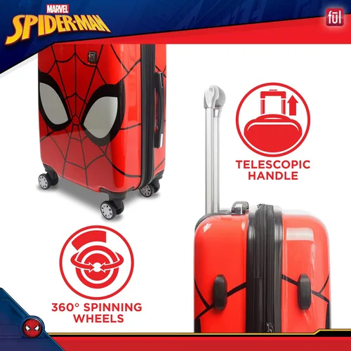 Miniatura 6 de FUL Marvel Spider-Man - Maleta de mano de 22 pulgadas, diseño de máscara, maleta rígida con ruedas giratorias, color rojo, Rojo -, Marvel Spider-Man