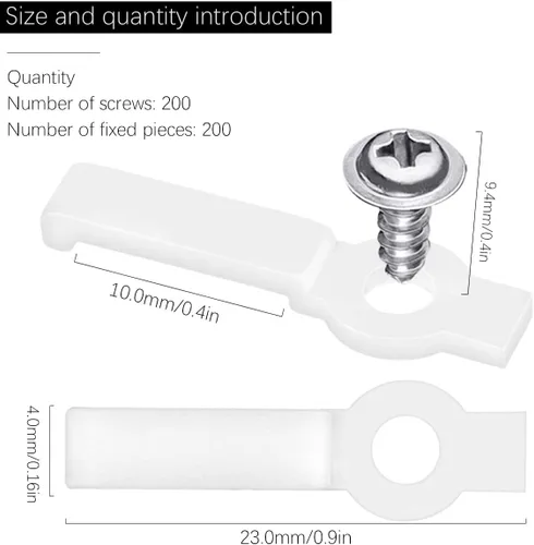 Miniatura 2 de DOERDO - 200 clips de fijación de tira de luz LED con 200 tornillos para fijación de 0.394 in de ancho, no impermeable, tira de luz LED 3528/5050