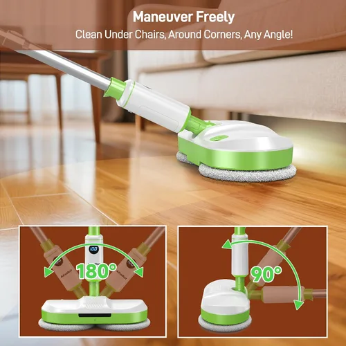 Miniatura 3 de AlfaBot Trapeador eléctrico inalámbrico, limpiador eléctrico de piso con faro LED y rociador de agua, hasta 60 minutos, autopropulsado con gran