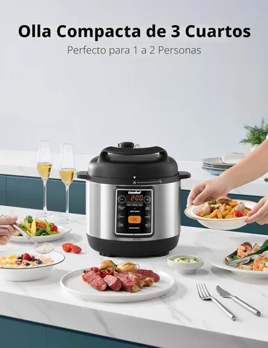 Miniatura 6 de COMFEE' Olla a presión eléctrica pequeña 7 en 1, olla de cocción lenta, vaporera, salteado, cocción al vacío, calentador, olla múltiple con olla