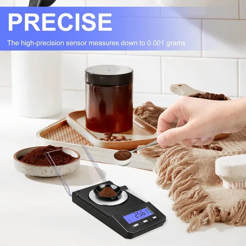 Miniatura 8 de Báscula de miligramos 50g/0.001g de alta precisión, báscula portátil para joyería con precisión de 0.001 gramos, báscula para polvo, báscula digital