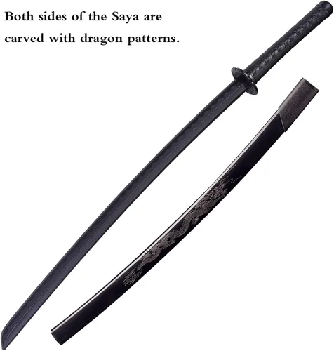 Miniatura 3 de Espada katana japonesa – Hoja negra de polipropileno con Saya, espada de entrenamiento Samurai para cosplay, 40.1 pulgadas