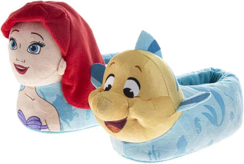 Princesas Disney Encanto La Sirenita - Pantuflas para Niñas, Zapatos de Casa para Niños, Sandalias de Felpa Suave, Cálidas y Cómodas (Tallas de