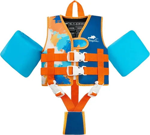 Gogokids Chaleco de natación para niños pequeños de 33 a 66 libras, flotadores para niños pequeños, flotador de brazo con ala de agua, chaqueta de