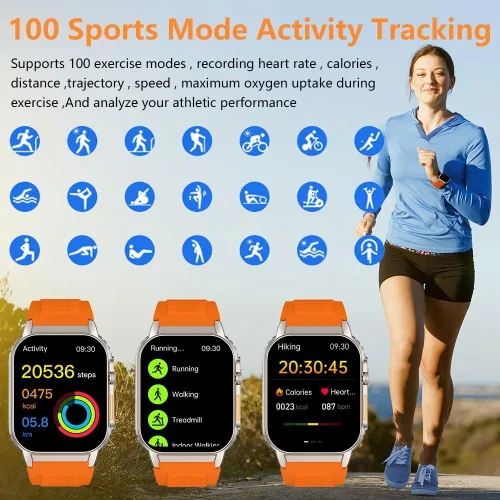Miniatura 3 de Reloj inteligente para hombres y mujeres (marcación/respuesta de llamadas), rastreador de actividad con monitor de frecuencia cardíaca/sueño, 100