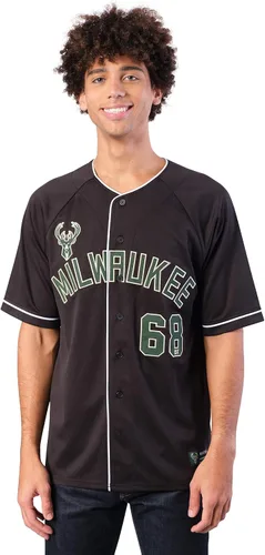 Miniatura 20 de Ultra Game Camiseta de béisbol oficial de la NBA con botones y botones para hombre Negro 23