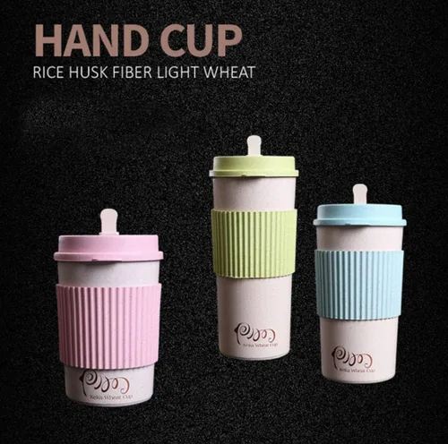 Miniatura 25 de Taza de café sellada con paja de trigo, taza de plástico portátil creativa, taza de alimentos de alto valor que acompaña a beber 16.9 fl oz/17 oz