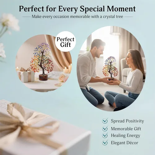 Miniatura 7 de FASHIONZAADI Árbol de la vida de 7 chakras, cristales y piedras curativas, regalos de cumpleaños para mujeres, árbol de cristal para energía