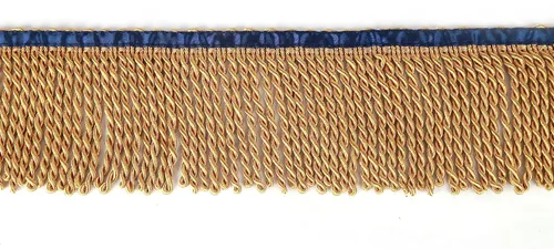 Miniatura 2 de BEL AVENIR Cortina con flecos de lingote con cinta azul de 5.3 yardas x 3 pulgadas, adornos de tela para costura, decoración de bricolaje para Dorado