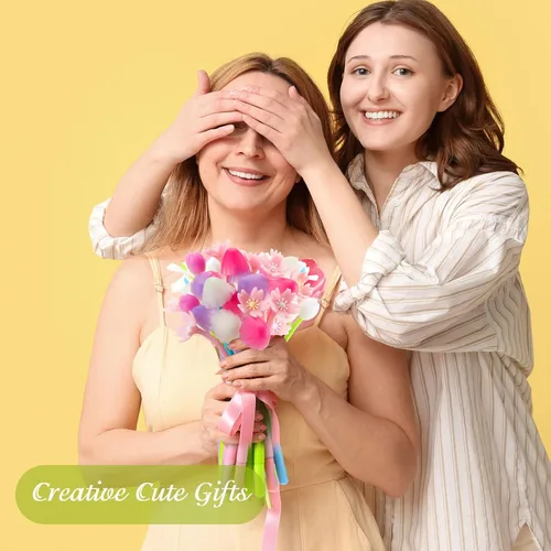 Miniatura 5 de Yexiya 60 bolígrafos con diseño de flores que cambian de color, regalos para madres y profesores, bolígrafos a granel de 0.020 in, tulipán, rosa
