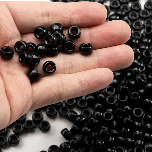 Miniatura 4 de Gxueshan 1000 Piezas Cuentas de Pony de Acrílico Negro 6x9mm con Gran Agujero Cuentas Kandi para Bolígrafos, Pulseras de Amistad, Collares, Joyería